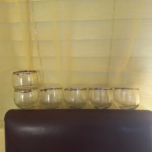 Dorothy Thorp Vintage Roly Poly Silver Rim Mcm Glasses.set Of Six